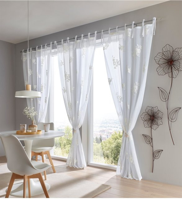 Heine Home Dekostore mit floralem Muster in Weiß, semi-transparent, 100% Polyester - Bild 1
