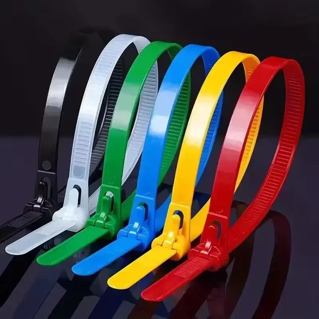 100 wiederverwendbare Nylon-Kabelbinder in Schwarz, Weiß und gemischten Farben - Bild 1