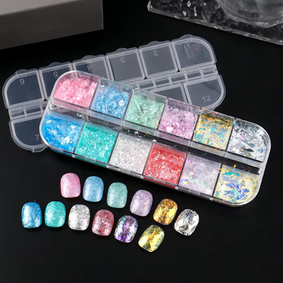 Full Beauty Nagelglitzer, Irisierende Aurora-Wolken-Brokat, 12 Gitter - Bild 6