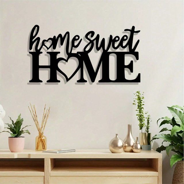 CIFBUY Vintage Wandkunst aus Metall Home Sweet Home Schild mit Herz-Dekor für Innen und Außen - Bild 1