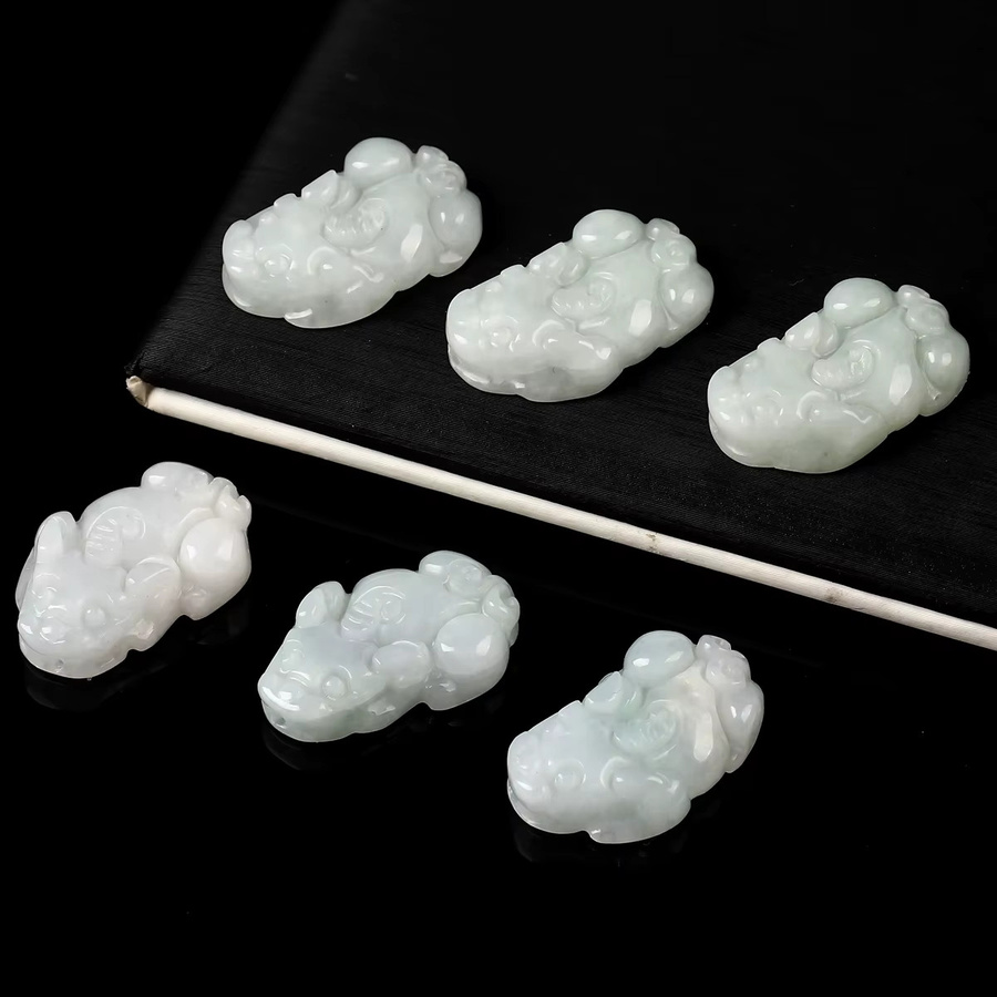Anhänger Smaragd Jadeit, Pixiu Perle, Weiß, Unisex - Bild 5