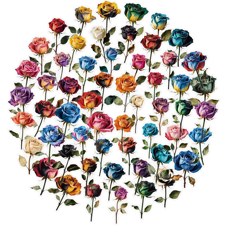 Rspctou Transparente Rose Aufkleber mit floralem Design in Multicolour aus PET für Telefon und Koffer - Bild 2