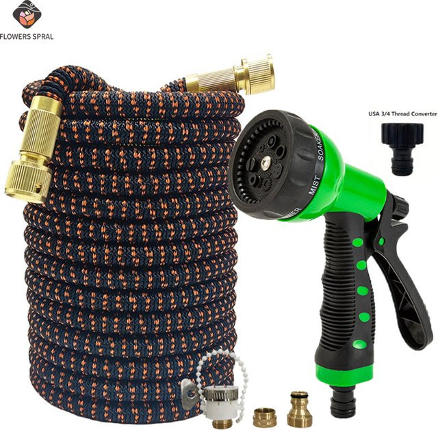 FLOWERS SPRAL Autowasch-Wasserpistole mit 7 Funktionen und flexibler Verlängerung in Schwarz-Orange - Bild 1