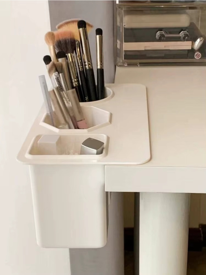 Dreifacher Hängender Organizer für Schreibtisch in Weiß zur Aufbewahrung von Stiften, Briefpapier und Make-up-Pinseln aus Kunststoff - Bild 2