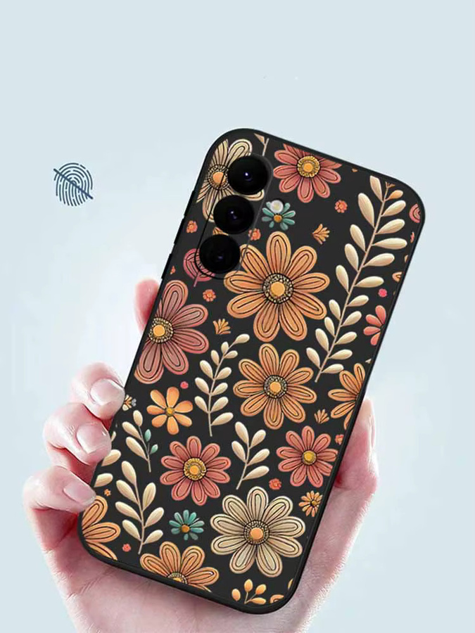 Handyhülle mit Vintage Blumen Druck für Samsung Galaxy S25 S24 S23 S22 Ultra Plus FE A56 A17 A16 A36 A55 A54 A15 Soft Cover in Beige, Weiß und Multicolour - Bild 6