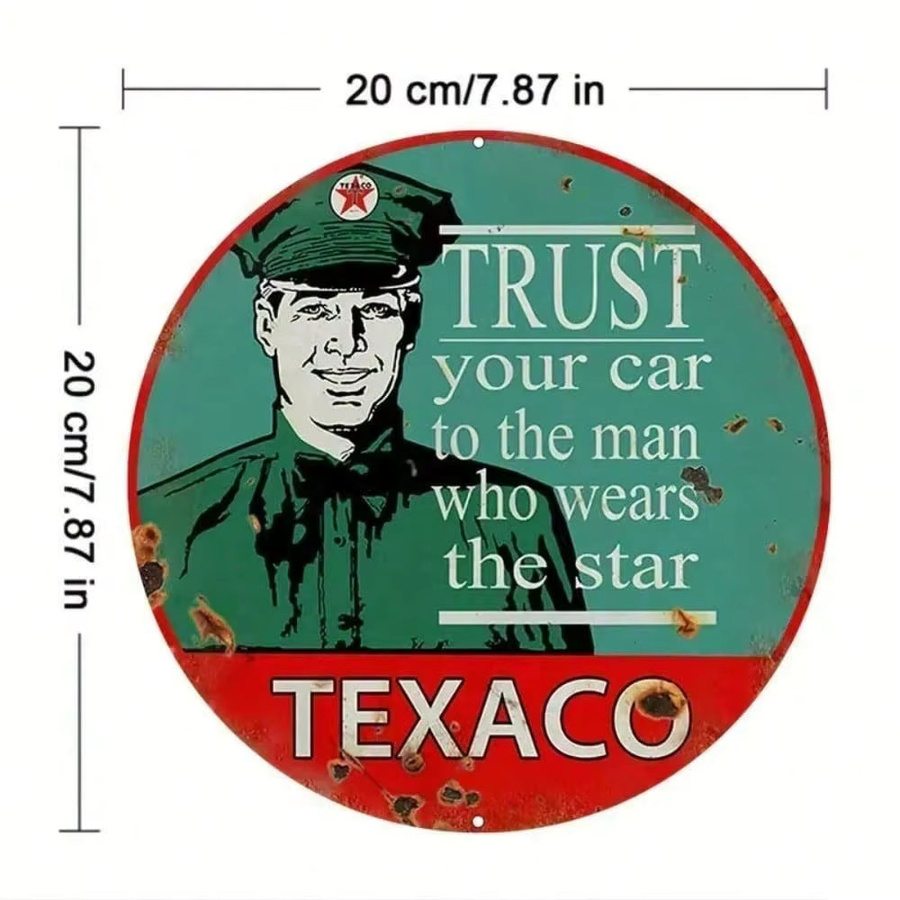 CIFBUY TEXACO Vintage Metall-Schild rund für Garage und Wanddekoration, Durchmesser: 45,72 cm, Mehrfarbig - Bild 2