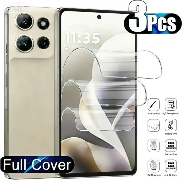 3 Stück Hydrogel-Displayschutzfolien für Motorola G84 G85 G82 G75 G64 G34 G55 G54 G52 G24 G32 G73 G72 G53 G Power G Play 2024, transparent - Bild 1