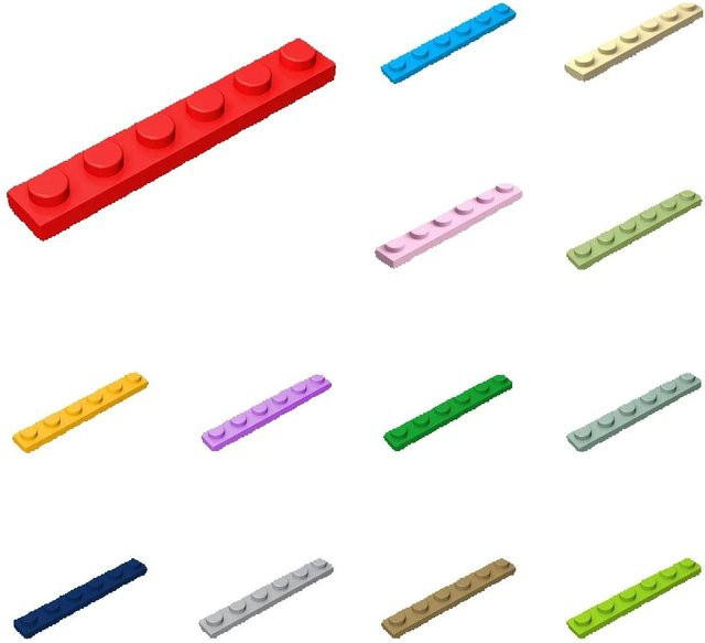 Alibricks Bauklötze Nachfüllpack 50 Stück 1x6 Steine in Beige und Braun aus Kunststoff für kreatives und edukatives Spiel - Bild 1