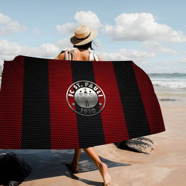 Dalangpa Mikrofaser Strandtuch mit Grafikprint, Weiß-Rot, B: 90 cm, H: 180 cm - Bild 1