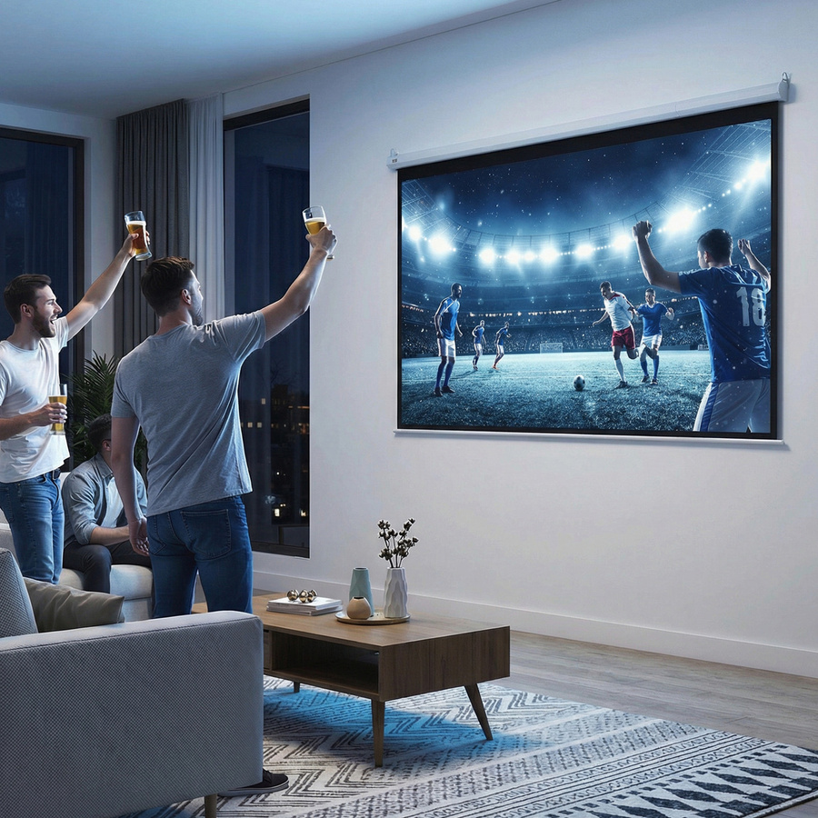 HOMCOM Elektrische Beamer Leinwand in Weiß mit Fernbedienung, Projektionsleinwand für Heimkino und Präsentationen, B/H: 171 x 130 cm, Format 4:3 - Bild 2