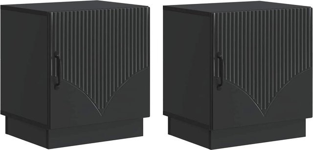 Set aus 2 vidaXL Nachttischen in Schwarz im Vintage-Design aus Holzwerkstoff, B: 43 cm, T: 34,5 cm, H: 47 cm - Bild 1