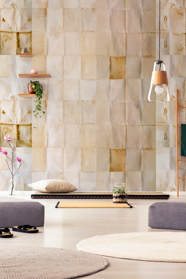 MINDTHEGAP Wandtattoo Shibui Mural in Taupe und Braun mit geometrischem und abstraktem Design aus Vlies - Bild 1