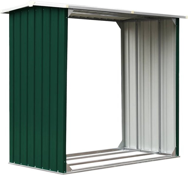 vidaXL Brennholzlager aus verzinktem Stahl in Grün, H x B x T: 172 x 91 x 145 cm - Bild 3