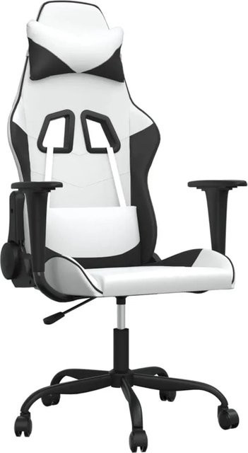 vidaXL Gaming-Stuhl mit Massagefunktion in Weiß und Schwarz aus Kunstleder, höhenverstellbar und drehbar - Bild 1