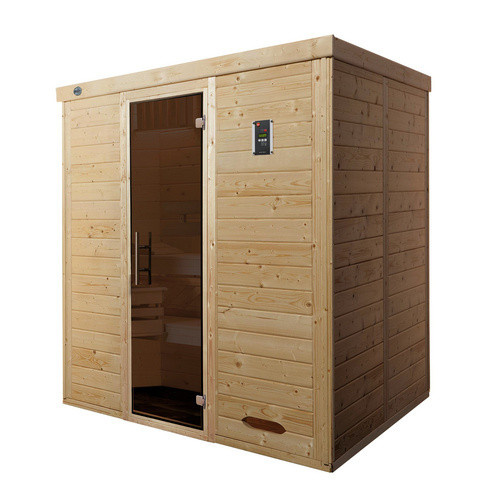 Weka Massivholzsauna Kemi aus Fichtenholz mit Glastür und 7,5 kW Sparset, braun, B/H/T: 195 x 200 x 145 cm - Bild 3