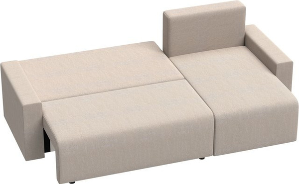 HOMCOM Ecksofa in L-Form mit Schlaffunktion und umkehrbarer Chaiselongue, 3-Sitzer Schlafsofa mit Mikrofaser-Veloursbezug, Beige