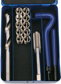 BGS Gewinde-Reparatursatz M10 x 1,0 aus HSS, 14-teilig, blau - Bild 1