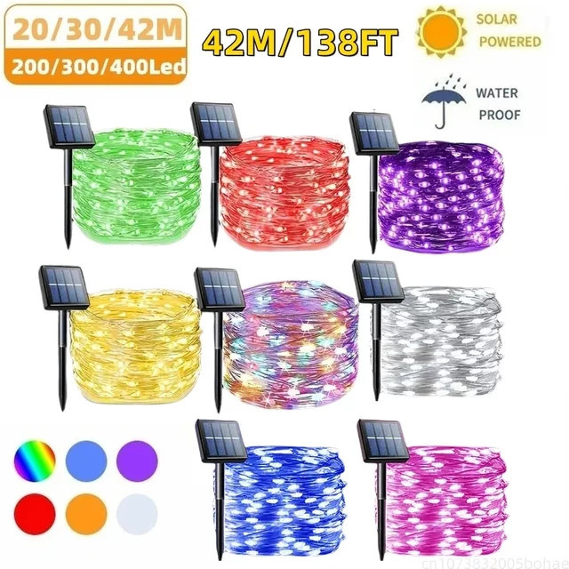 OKAL RED EAST Solar LED Lichterkette Outdoor mit 400 LEDs in Mehrfarbig, Wasserdicht für Garten und Weihnachten - Bild 1