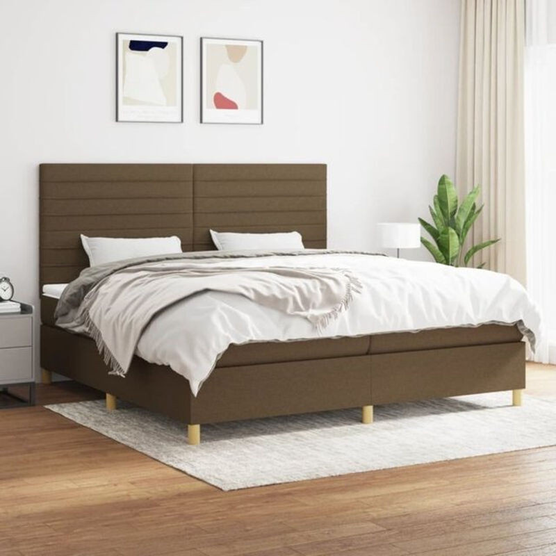Vidaxl Boxspringbett mit Matratze in Braun und Weiß aus Stoff, Modern, B/T/H: 200 x 200 x 118 cm - Bild 1