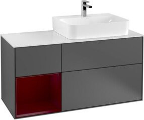 Villeroy & Boch Finion Waschtischunterschrank mit Abdeckplatte und Regal links, Anthrazit matt, Breite: 120 cm, Tiefe: 50,1 cm, Höhe: 50,1 cm - Bild 1