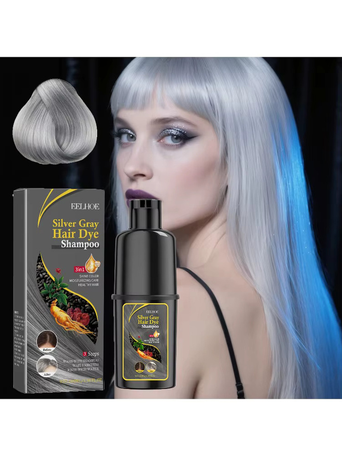 eelhoe Haarfärbe-Shampoo, Silbergrau, Lockiges Haar, Unisex - Bild 5