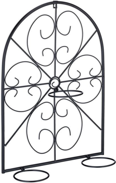 Relaxdays Wandblumentopfhalter aus Eisen in Schwarz mit 3 Ringen im Retro-Design, Breite: 60 cm, Höhe: 43 cm, Tiefe: 14,5 cm - Bild 1