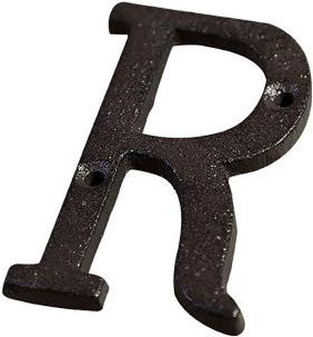 Dekoratives Türschild Buchstabe R im Retro-Stil aus schwarzem Gusseisen für dein kreatives DIY-Projekt - Bild 1