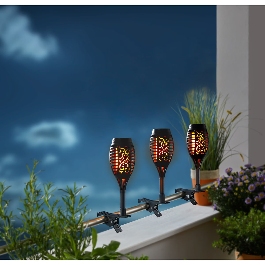 Viva Domo Solar-Fackelkerze 2 in 1, 3er Set, Schwarz - Bild 4