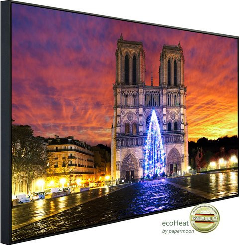 papermoon Infrarotheizung EcoHeat Notre Dame Sonnenaufgang mit Matt-Effekt in Bunt, App-Steuerung und Überhitzungsschutz - Bild 1