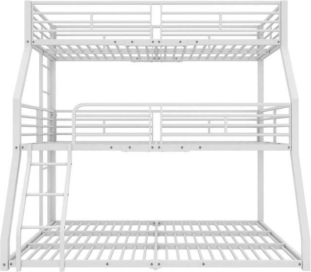 okwish Dreifach-Etagenbett aus Metall und MDF in Weiß, B/T/H: 90 x 198 x 147 cm - Bild 1