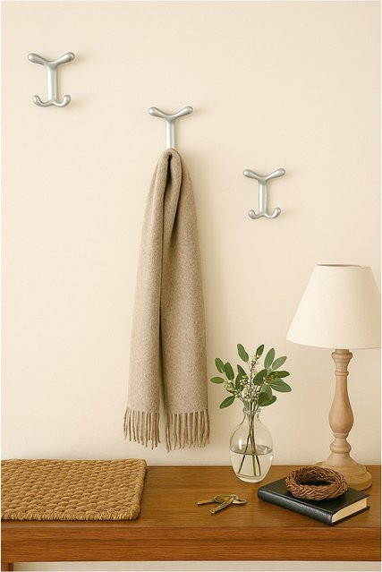 Bartoli Design Garderobenhaken 3er-Set aus Metalldruckguss in Silber - Bild 1