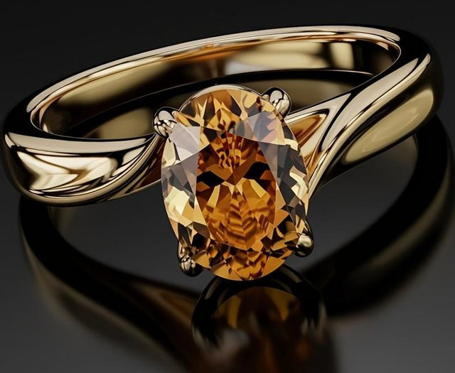 Huitan Ring, Kupfer, Gold, Gelbe Zirkonia, Damen - Bild 1