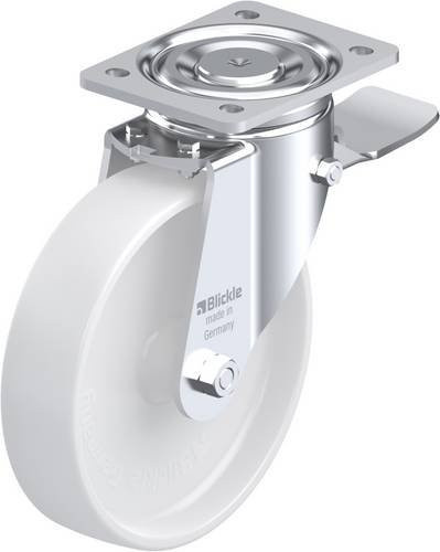 Blickle Lenkrolle 11635 LH-PO 200G-ST mit Feststeller, weiß, Rad-Durchmesser: 20 cm, Tragfähigkeit: 600 kg - Bild 1