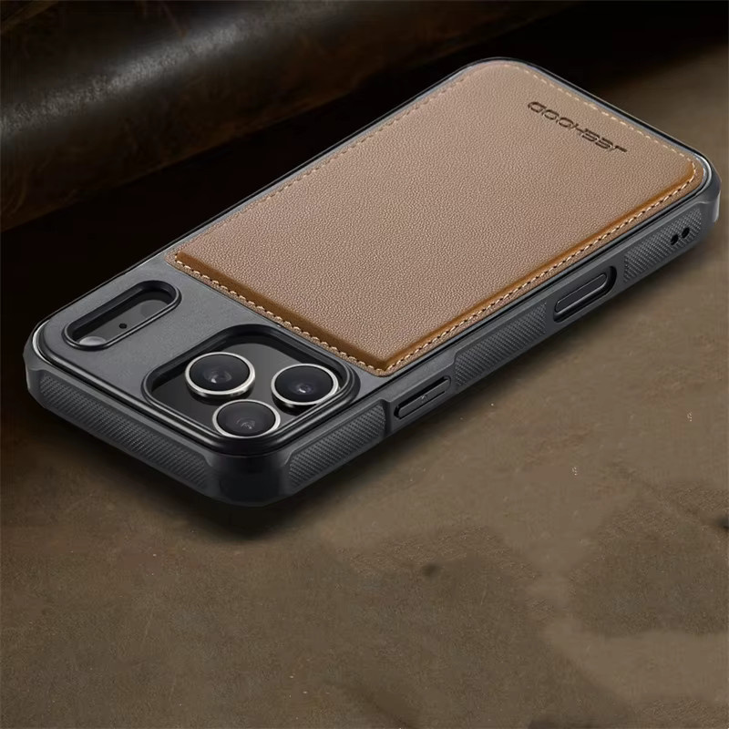 HAZZEL Magnetische PU-Leder Schutzhülle für iPhone 17e 17 16 15 14 13 12 11 ProMax Stoßfeste Hülle für Damen und Herren in Purple und Brown - Bild 2