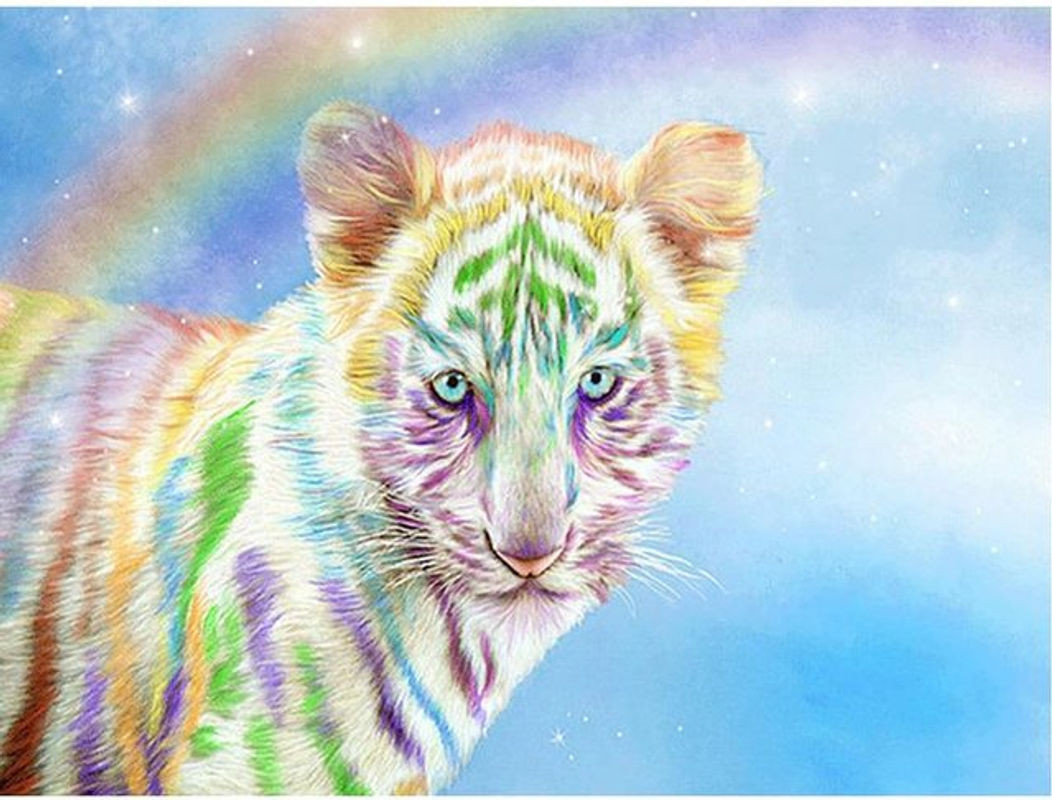FIYO Diamond Painting Set Regenbogen-Tiger 5D Mosaik-Malerei für Bastler, Mehrfarbig, B x H: 30 x 20 cm - Bild 1