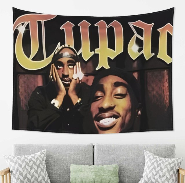 Tupac Shakur Hip Hop Wandteppich von JMG Household Supplies, bunter Rapper Wandbehang aus Polyester, B/H: 40 x 60 cm - Bild 1