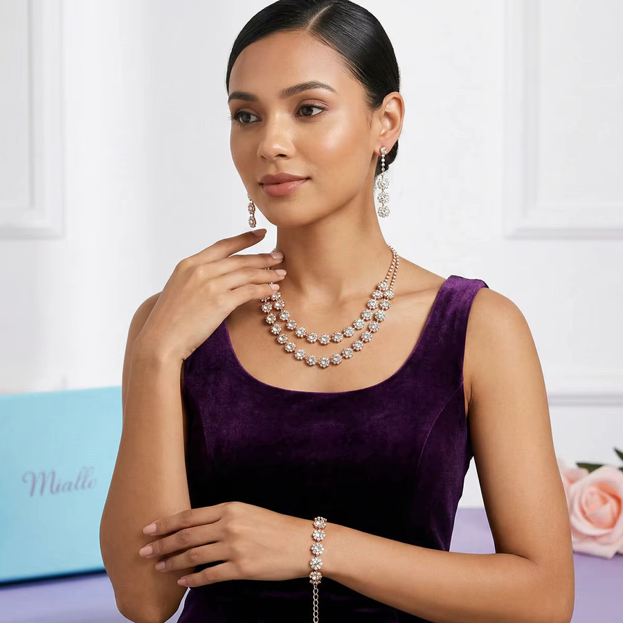 Miallo Schmuckset 3-teilig, Kristall, Roségold, Damen, Hochzeit - Bild 2