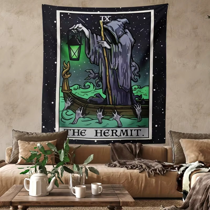 VIKAMA Vintage Tarot-Karten-Tapisserie, böhmischer Wandbehang aus Stoff in Multicolour, Breite: 40 cm, Höhe: 60 cm - Bild 2