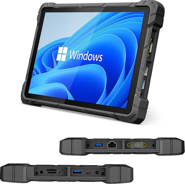 Rugline Robustes 10,1 Zoll Tablet mit Windows 11 Pro, 8GB RAM, 128GB ROM, 4G LTE, GPS, 10000mAh Akku, IP67 Wasserdicht, Schwarz - Bild 1