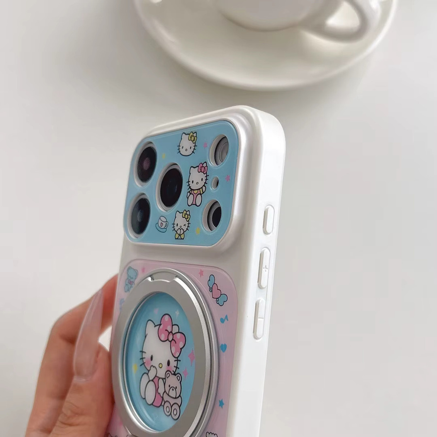 Magnetische Hello Kitty Standhülle für Apple iPhone 14 15 16 17 Pro Max in Multicolour mit kabellosem Laden und stoßfestem Schutz - Bild 5