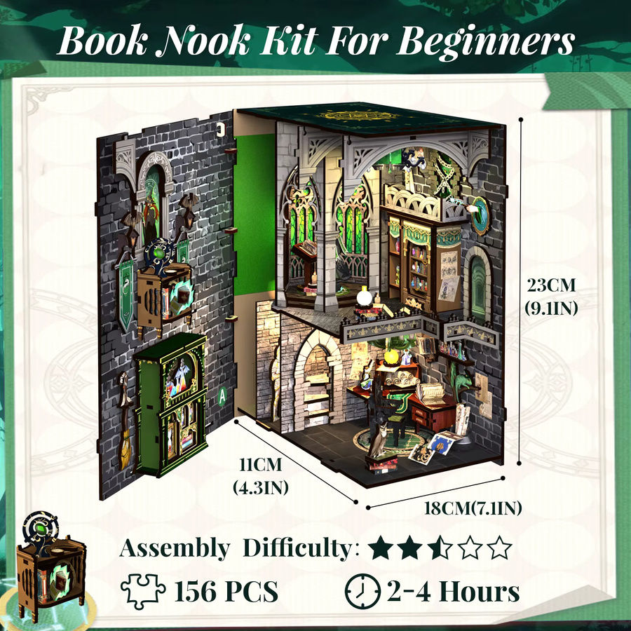 CUTEBEE DIY Book Nook Kit, Miniatur-Puppenhaus, Fantasy, Holz, mit LED-Licht - Bild 5