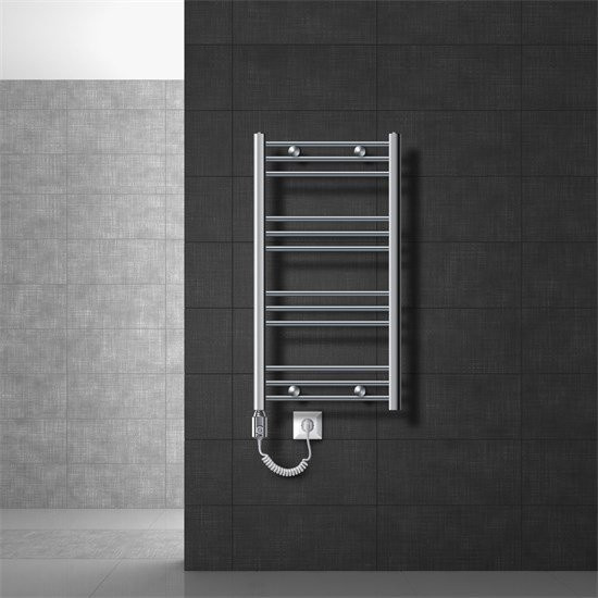 LuxeBath Elektrischer Badheizkörper in Chrome mit 300W Heizstab, Gerade, B: 50 cm, H: 80 cm - Bild 2