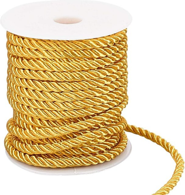 Goldene Goldschnur als dekorativer Seidenbesatz, 5 mm Durchmesser, 1 Rolle (ca. 18 Meter) für Polsterung und Heimdekoration - Bild 1