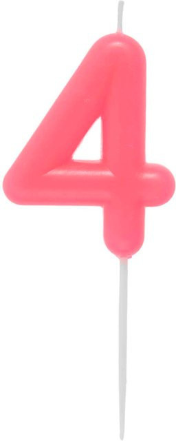 Rico Design Zahlenkerze 4 in Neon Pink für deinen Geburtstag - Bild 1