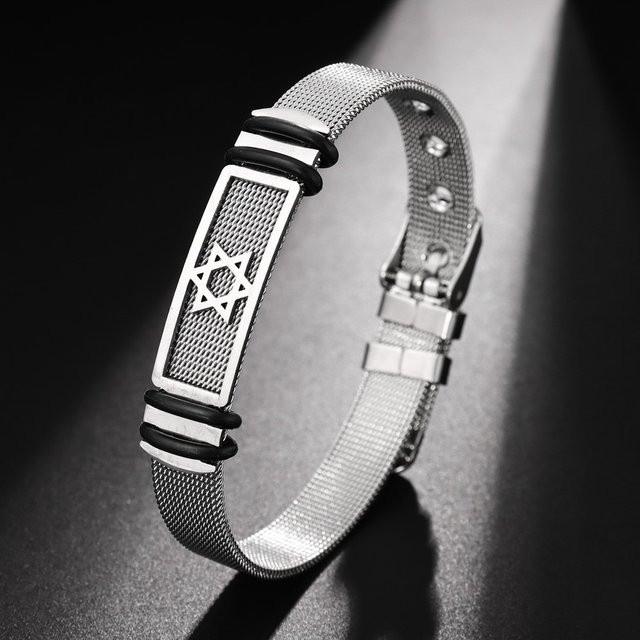 Armband Stern, Edelstahl, Silber, Herren - Bild 1