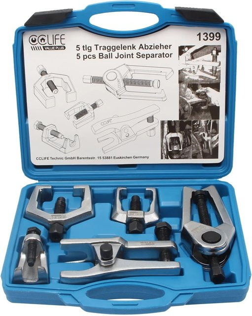 CCLIFE 5-teiliges Set Spurstangenkopf Abzieher und Traggelenk Ausdrücker in Silber aus Stahl - Bild 1