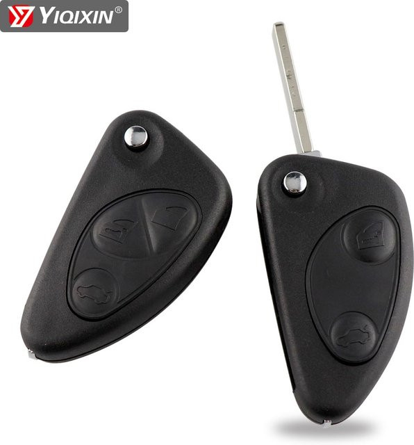 YIQIXIN Flip Remote Autoschlüssel Gehäuse mit ungeschnittener Klinge für Alfa Romeo 147 156 159 166 GT, 2/3 Tasten, Schwarz - Bild 1