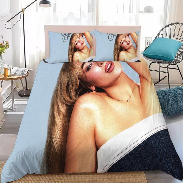 Singer S-Sabrina C-Carpenter Bettwäsche-Set aus weicher Waschbaumwolle, 3-teilig, Multicolor, B/H: 135 x 200 cm - Bild 1