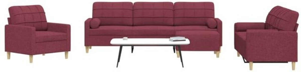 Vidaxl 4-tlg. Sofagarnitur mit Fußhocker und Dekokissen in Rot aus Stoff und Metall im modernen Design - Bild 1