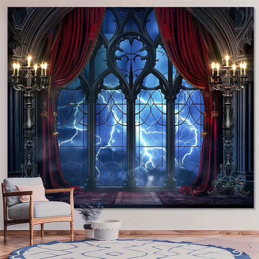 VIKAMA Halloween Gothic Magic Wandteppich im Vintage Design für dein Wohnzimmer oder Schlafzimmer, B/H: 60 x 40 cm - Bild 2